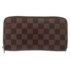 Authentic LOUIS VUITTON Damier Ebene Zippy Wallet bst336-120225